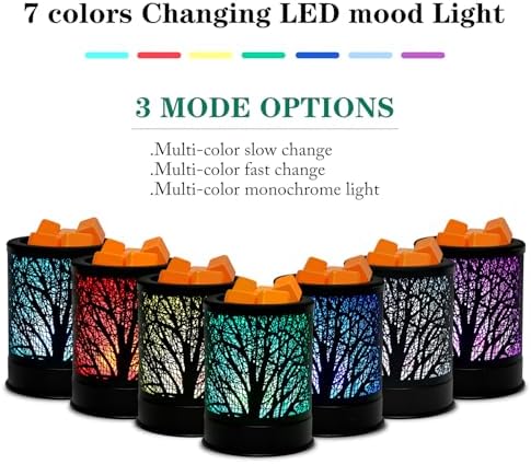 ASAWASA Metal Candle Wax Warmer with Changing Lights and Silicone Dishes