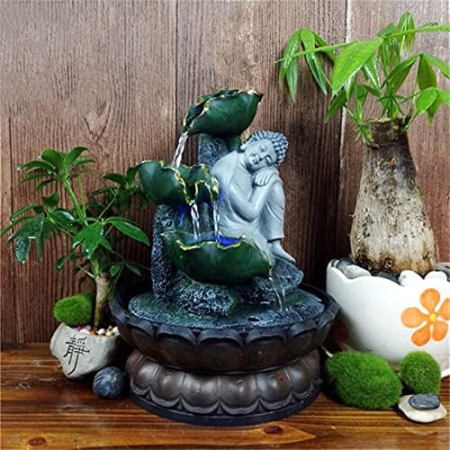 Handmade Sitting Buddha Tabletop Fountain with Running Water LED