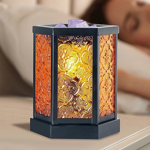 Moroccan Electric Wax Melt Warmer with Amber Glass