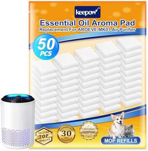 KEEPOW 50 Aroma Pads Replacement for AROEVE MK01 Air Purifier