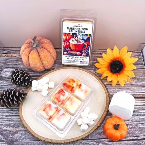 DaVoice Fall Wax Melts Soy Wax Blend - 6 Cubes Pumpkin Vanilla Marshmallow Scent
