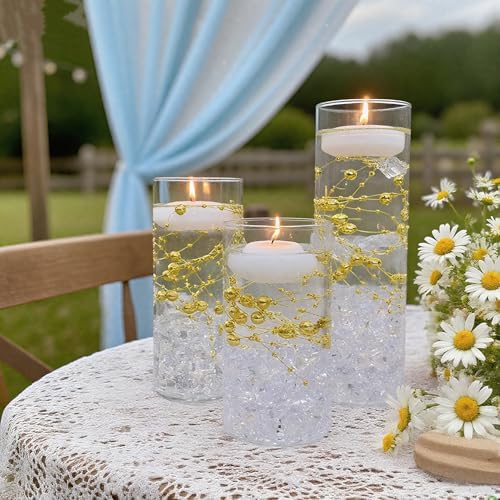 12 Piece Glass Vase Set with Floating Candles and Ice