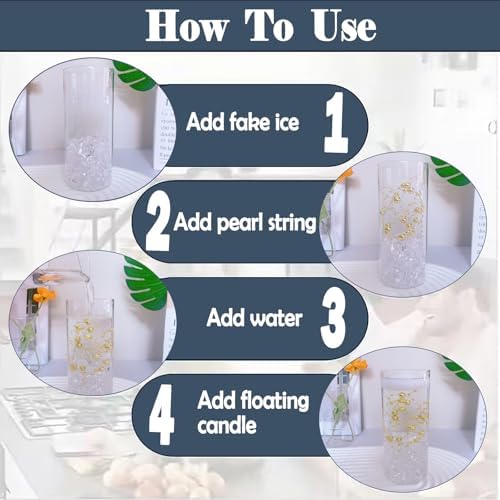 12 Piece Glass Vase Set with Floating Candles and Ice