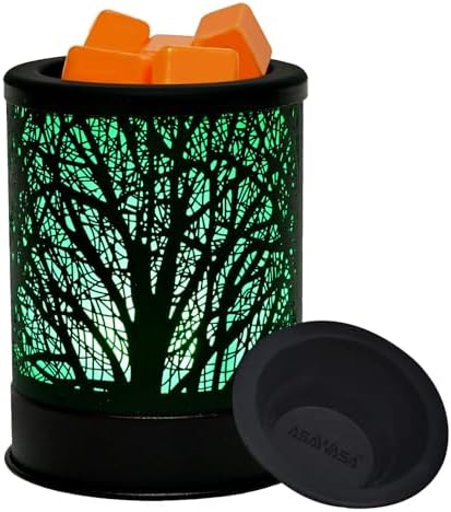 ASAWASA Metal Candle Wax Warmer with Changing Lights and Silicone Dishes