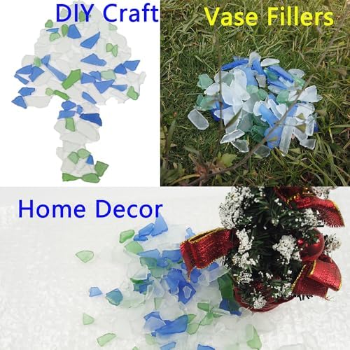 Blue Sea Glass for Crafts and Decor 13oz