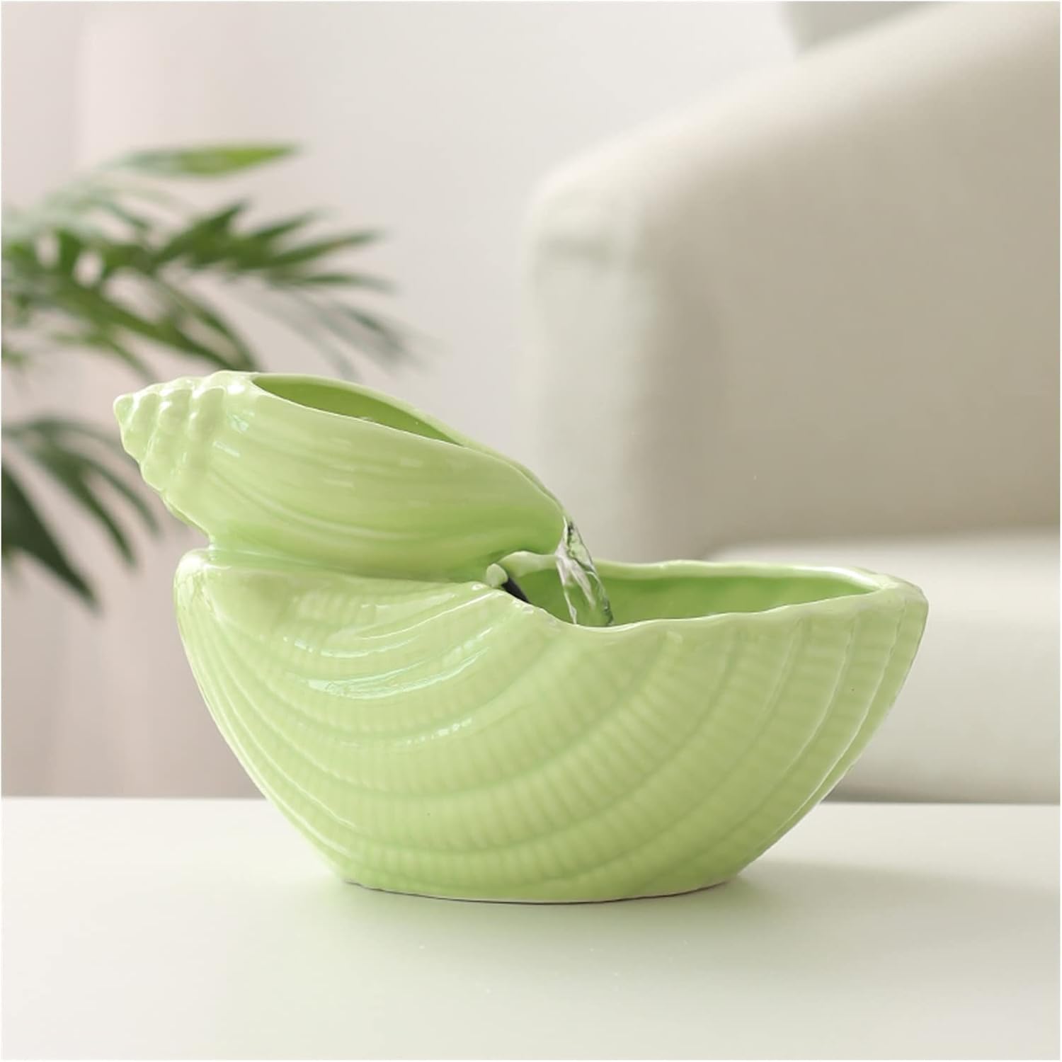 Green Ceramic Tabletop Fountain with Water Pump