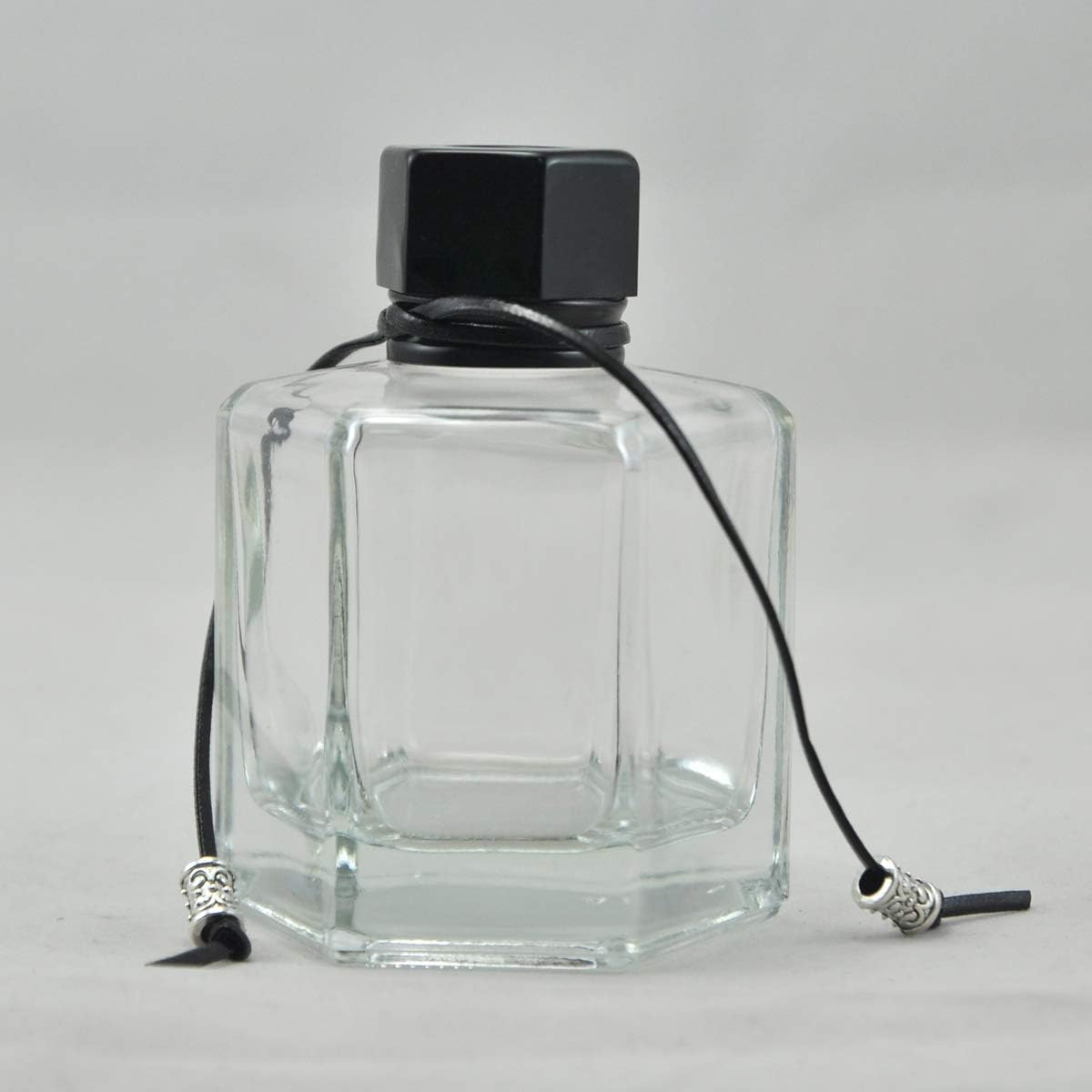 Set of 4 Hexagonal Glass Diffuser Bottles 120ml Black Cap 1