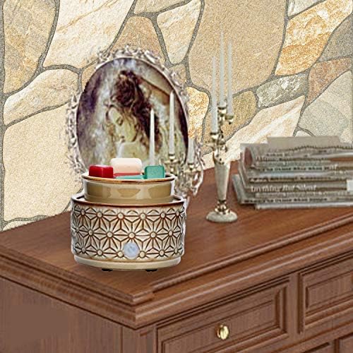 ASAWASA Brown Hexagon Ceramic Wax Melt Warmer