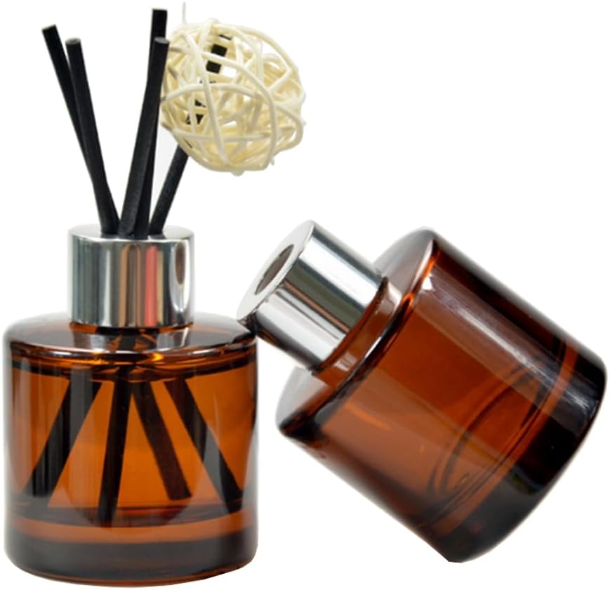2PCS 50ml Glass Diffuser Bottles with Silver Caps