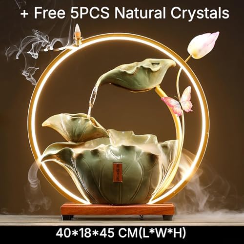 Zen Lotus Ceramic Bonsai Fountain with LED Light