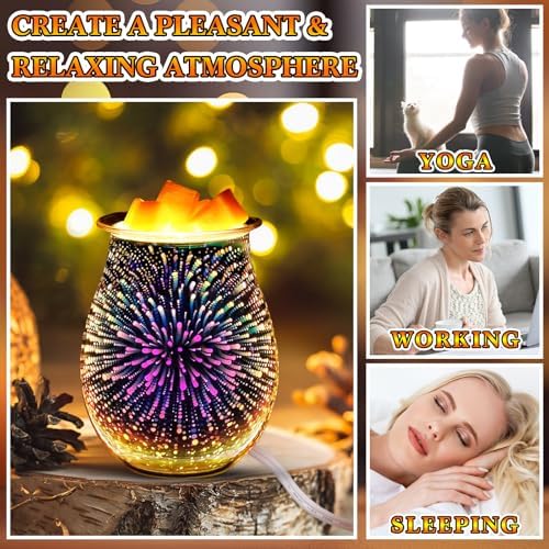 2 Pcs Plug In Wax Melts 3D Glass Warmer with Removable Tray