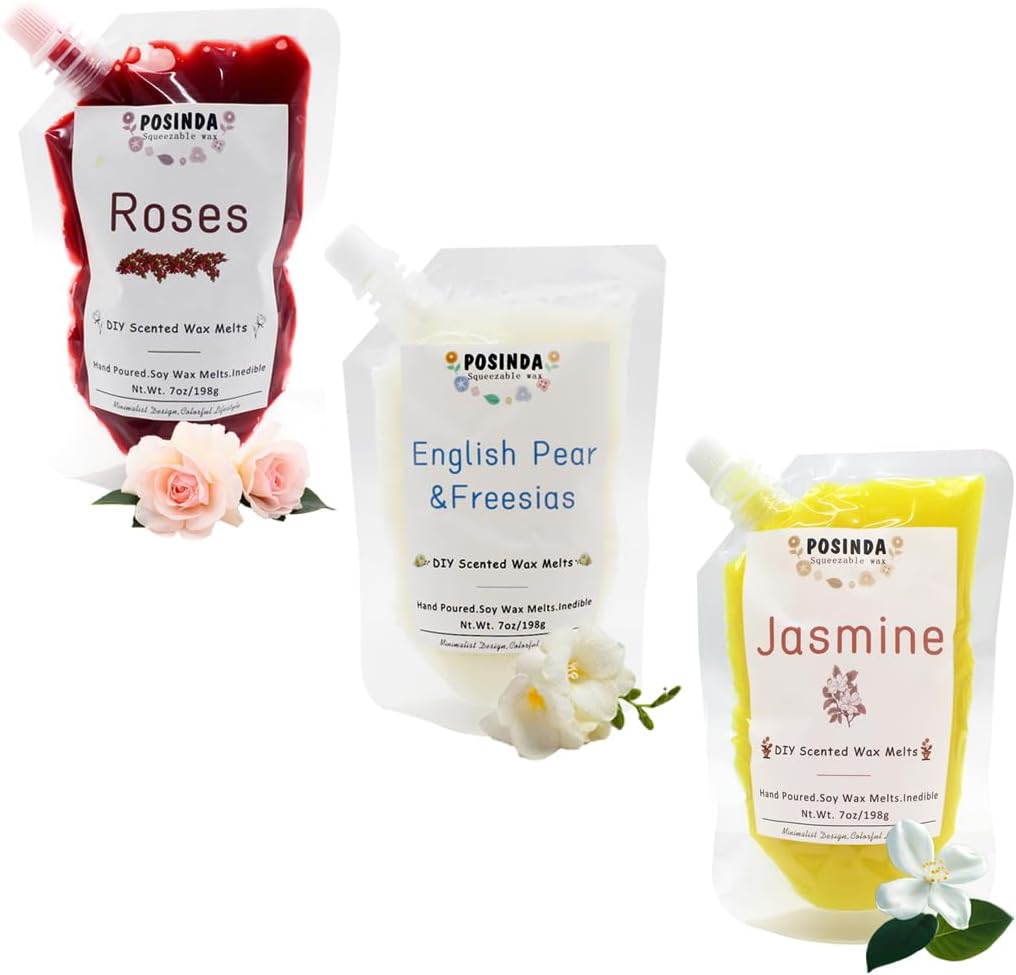 3pcs Set Squeezable Wax Melts English Pear Freesia Rose Jasmine