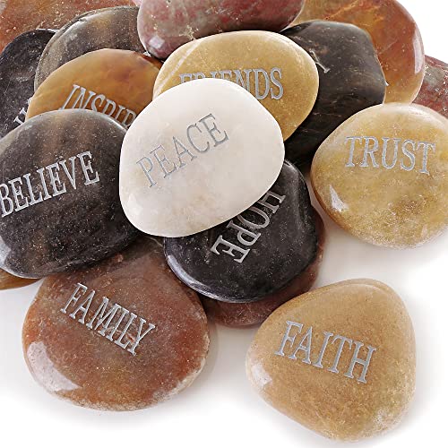 12PCS Engraved Inspirational Polished Garden Stones
