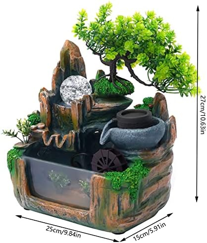 Mini Tabletop Fountain With LED Light - Indoor Decor