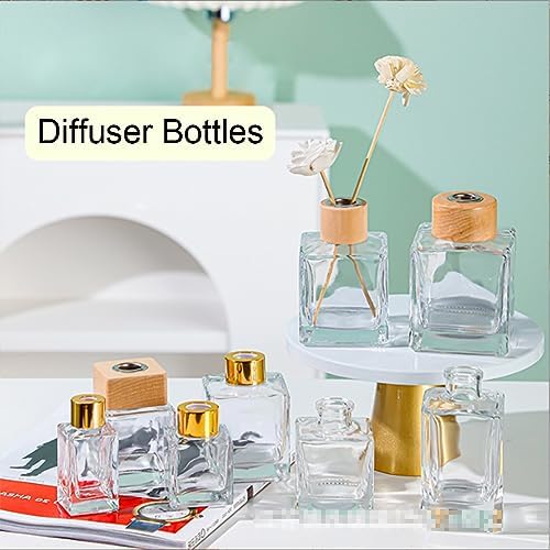 2PCS 50ml Clear Glass Diffuser Jars with Gold Cap