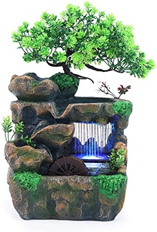 TFCFL Water Fountain with LED Light and Rock Design