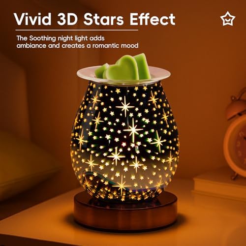 3D Glass Touch Electric Wax Warmer with Dimmable Light