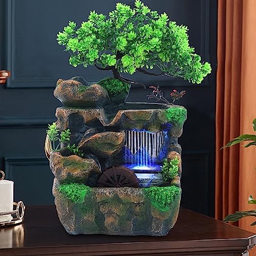 DDBESSIC Rockery Stream Tabletop Fountain with LED Light