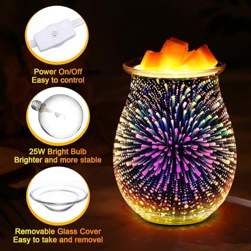 2 Pcs Plug In Wax Melts 3D Glass Warmer with Removable Tray