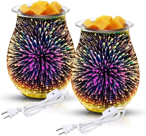 2 Pcs Plug In Wax Melts 3D Glass Warmer with Removable Tray