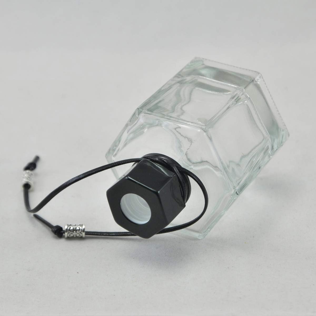 Set of 4 Hexagonal Glass Diffuser Bottles 120ml Black Cap 1
