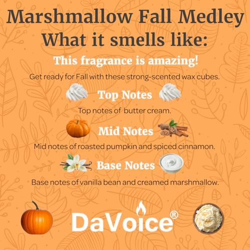 DaVoice Fall Wax Melts Soy Wax Blend - 6 Cubes Pumpkin Vanilla Marshmallow Scent