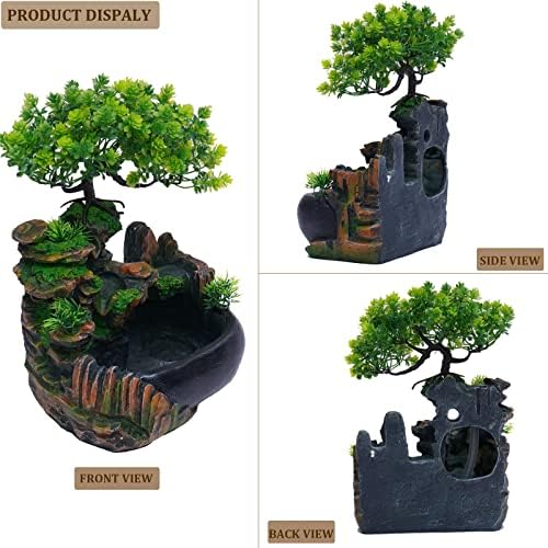 TFCFL Desktop Fountain Waterfall with Rockery and LED Lights