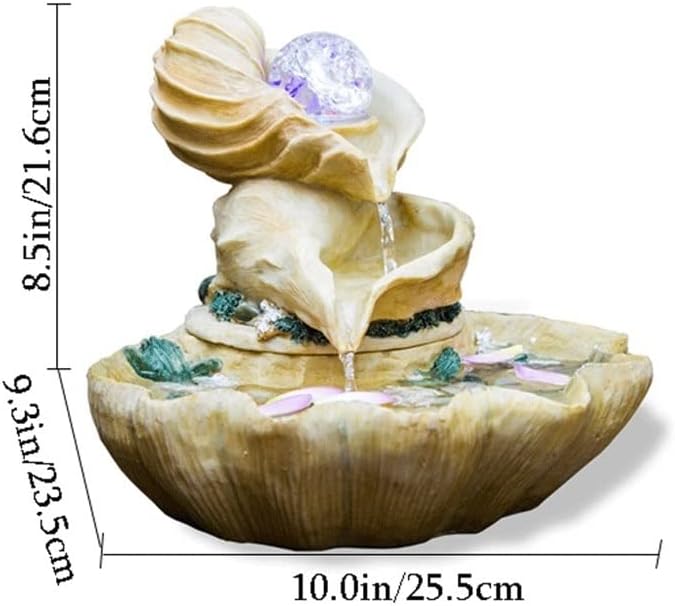 DLMMII Tabletop Fountain Resin Conch Indoor Waterfall Decoration