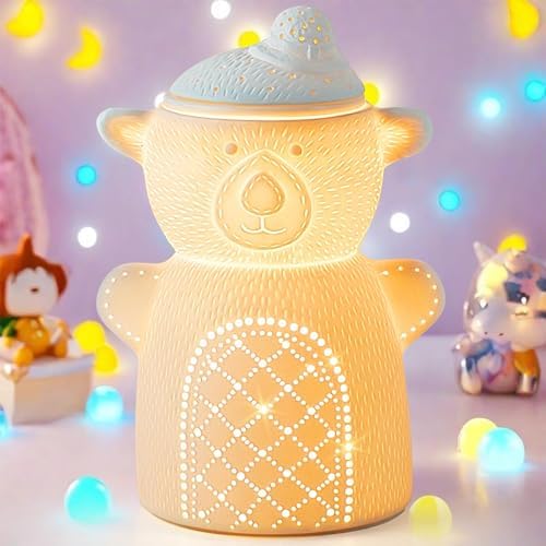 Cute Ceramic Wax Warmer with Night Light and Adjustable Fragrance