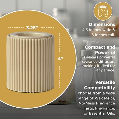 Scentrio Ceramic Wax Warmer - Taupe Fluted