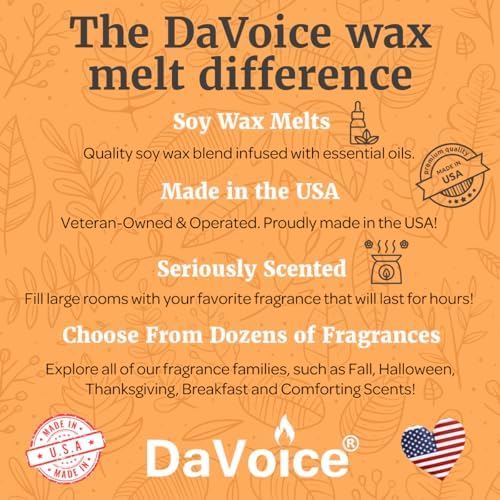 DaVoice Fall Wax Melts Soy Wax Blend - 6 Cubes Pumpkin Vanilla Marshmallow Scent