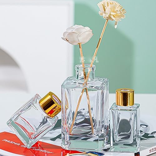2PCS 50ml Clear Glass Diffuser Jars with Gold Cap