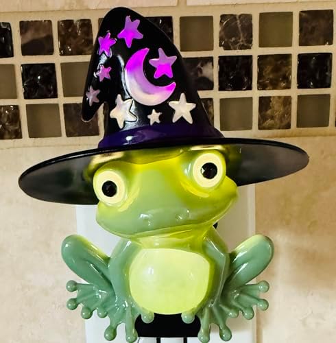 Green with Black Hat Witchy Frog Wallflowers Scent Control Nightlight Plug