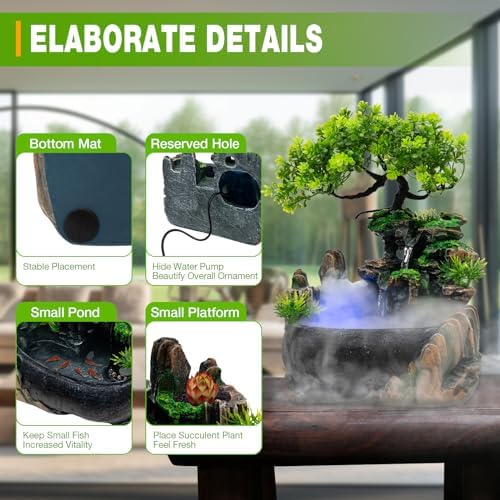 Indoor Tabletop Fountain Waterfall with LED Light