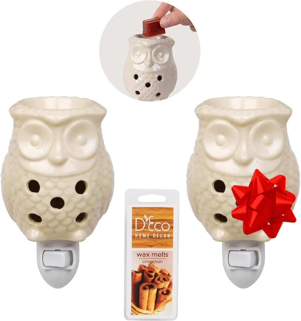 Owl Plug In Fragrance Wax Melt Warmers 2 Pack - Cinnamon Scented