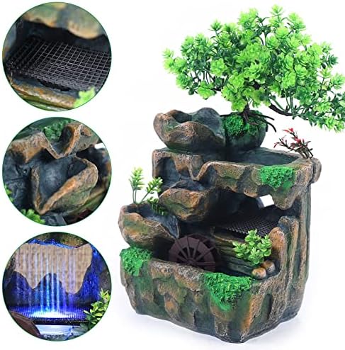 DDBESSIC Rockery Stream Tabletop Fountain with LED Light
