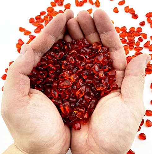 CYS EXCEL Red Orange Glass Vase Filler 10 LBS