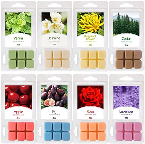 8 Pack Scented Wax Melts Set with 8 Fragrances