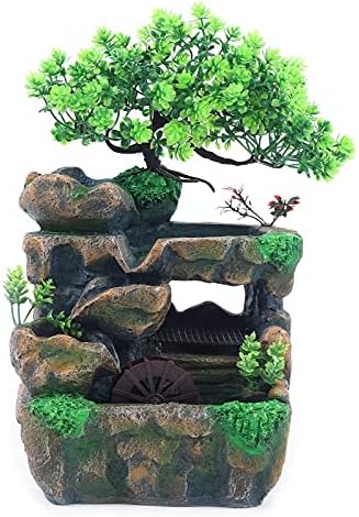 Mini Indoor Water Fountain with LED Light for Home Office Bedroom