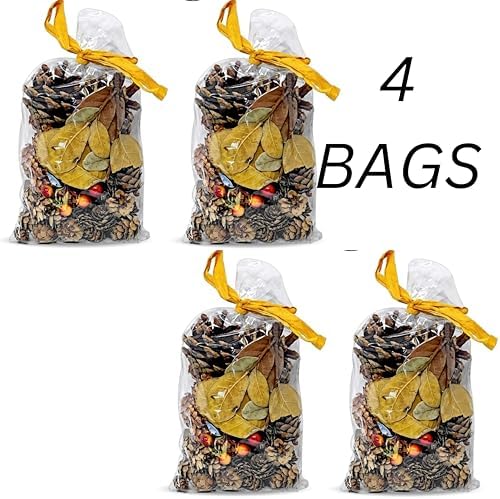 Pine Cones Acorns Leaves Berries - 4 Bags - Holiday Vase Filler