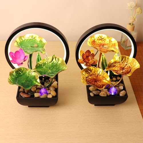 Indoor Waterfall Fountain with Light Up 3-Tier Green