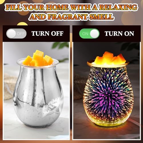 2 Pcs Plug In Wax Melts 3D Glass Warmer with Removable Tray