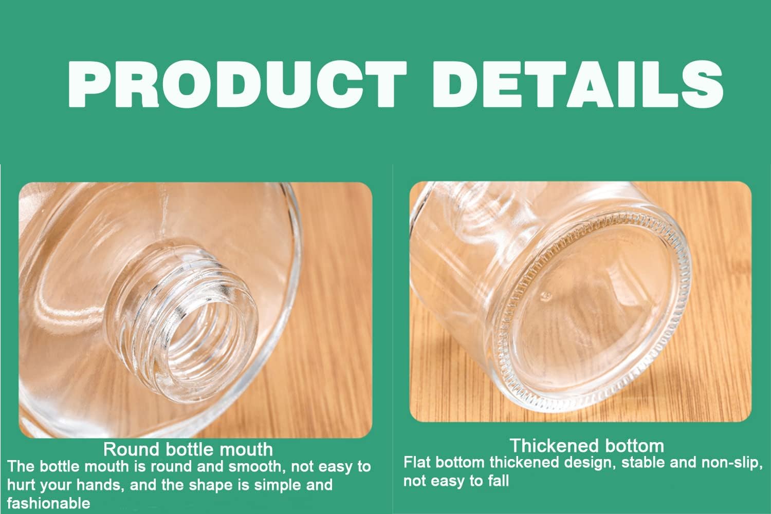 2Pcs 50ml Clear Glass Diffuser Jars with Black Lids