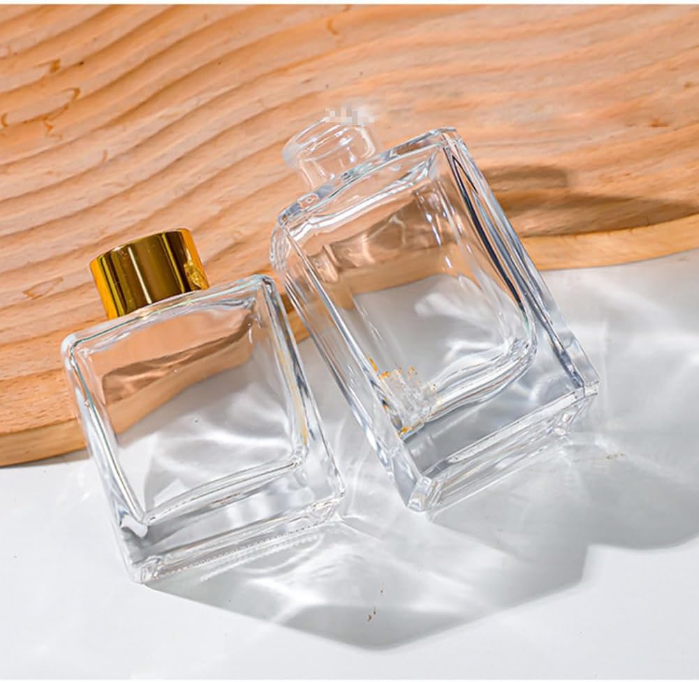 2PCS 50ml Clear Glass Diffuser Jars with Gold Cap
