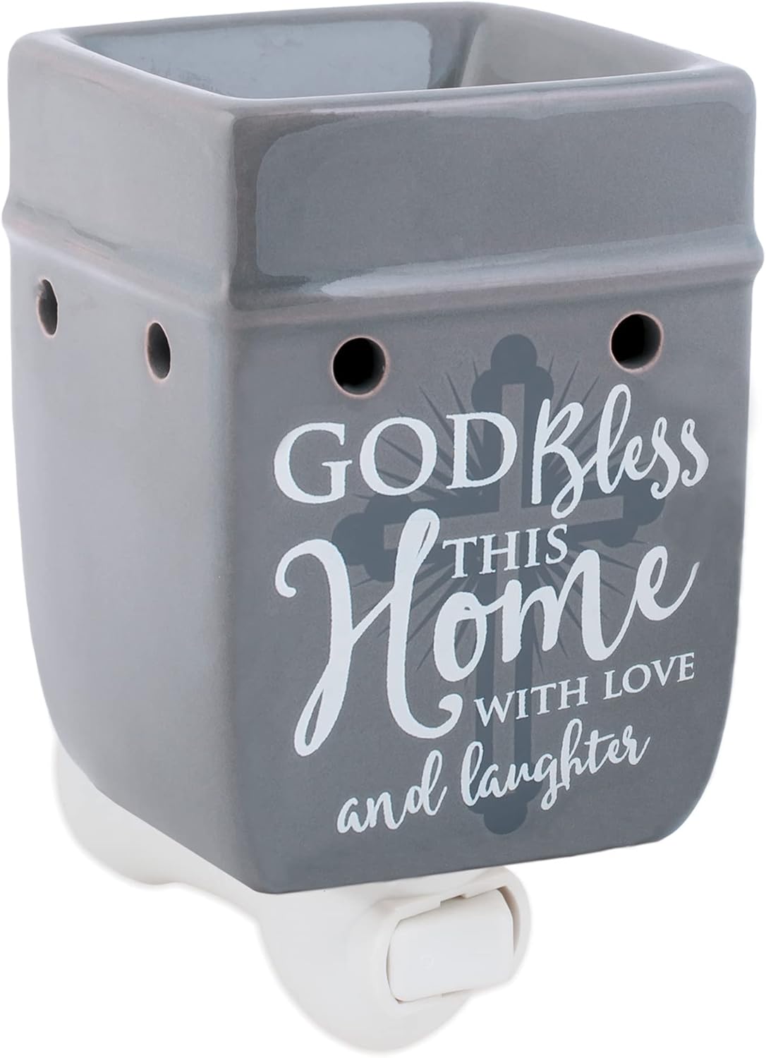God Bless This Home with Love Grey Stoneware Electric Wax Warmer