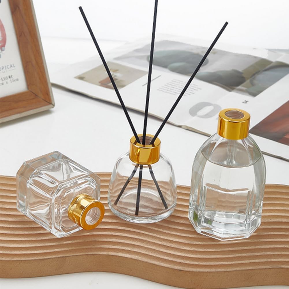 2PCS 50ml Glass Hexagonal Diffuser Jar with Gold Cap
