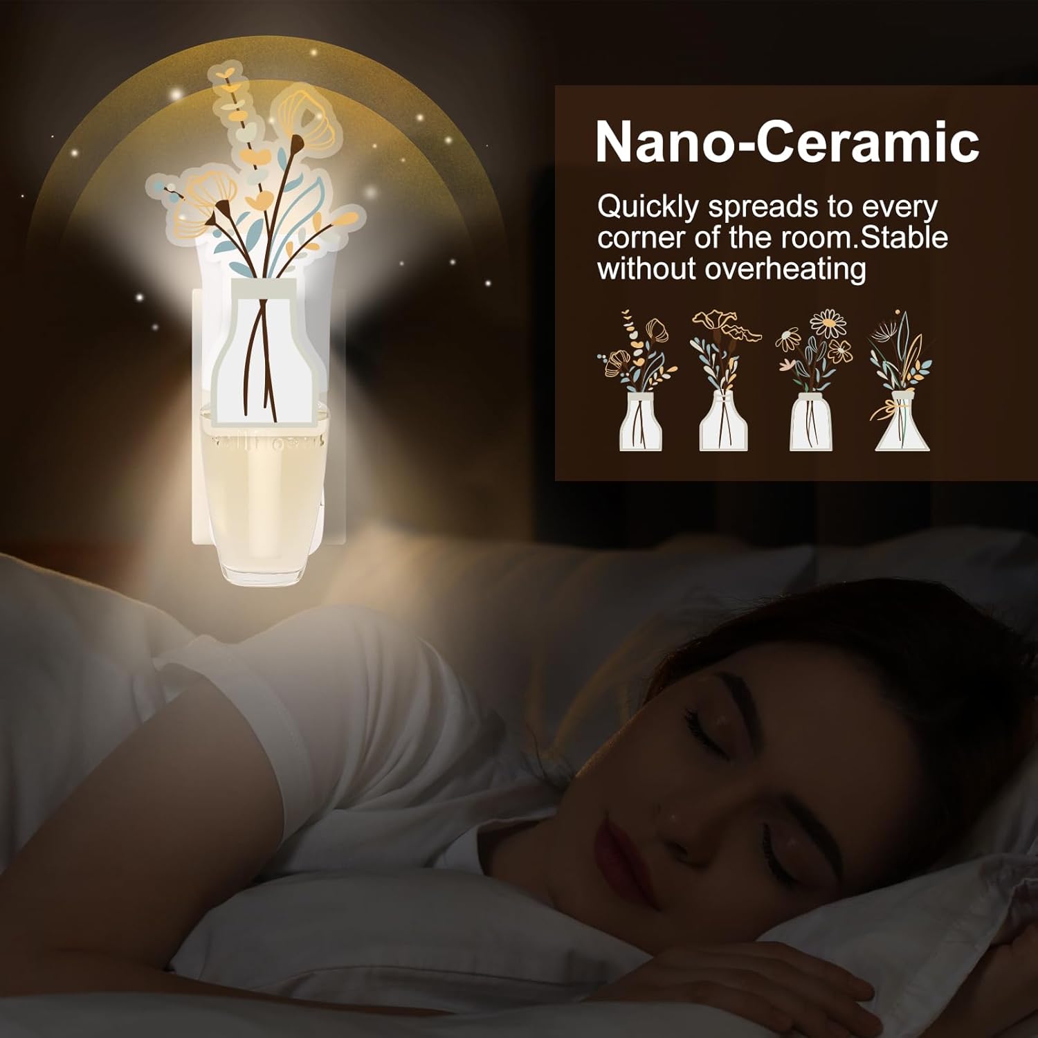 4 Pack Boho Flower Scented Candle with Night Light