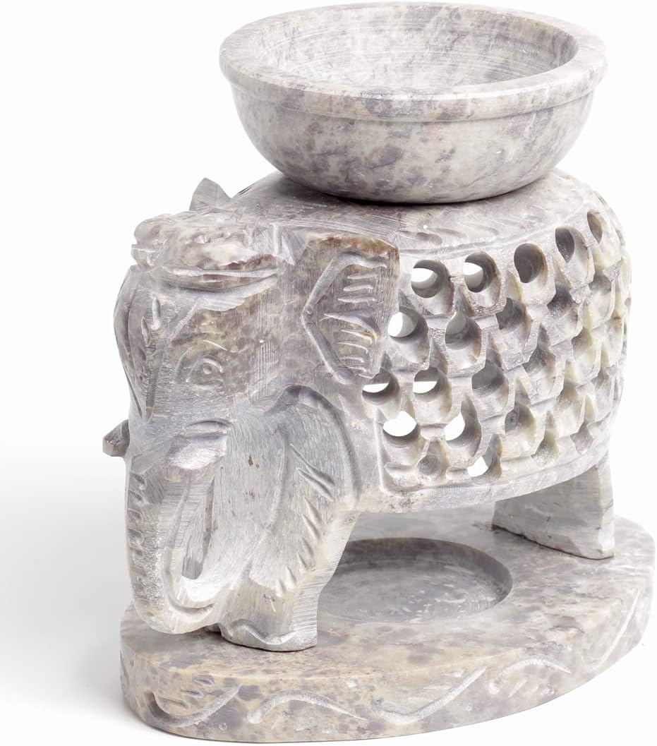 ARTISENIA Soapstone Essential Oil Burner with Tea Light Holder