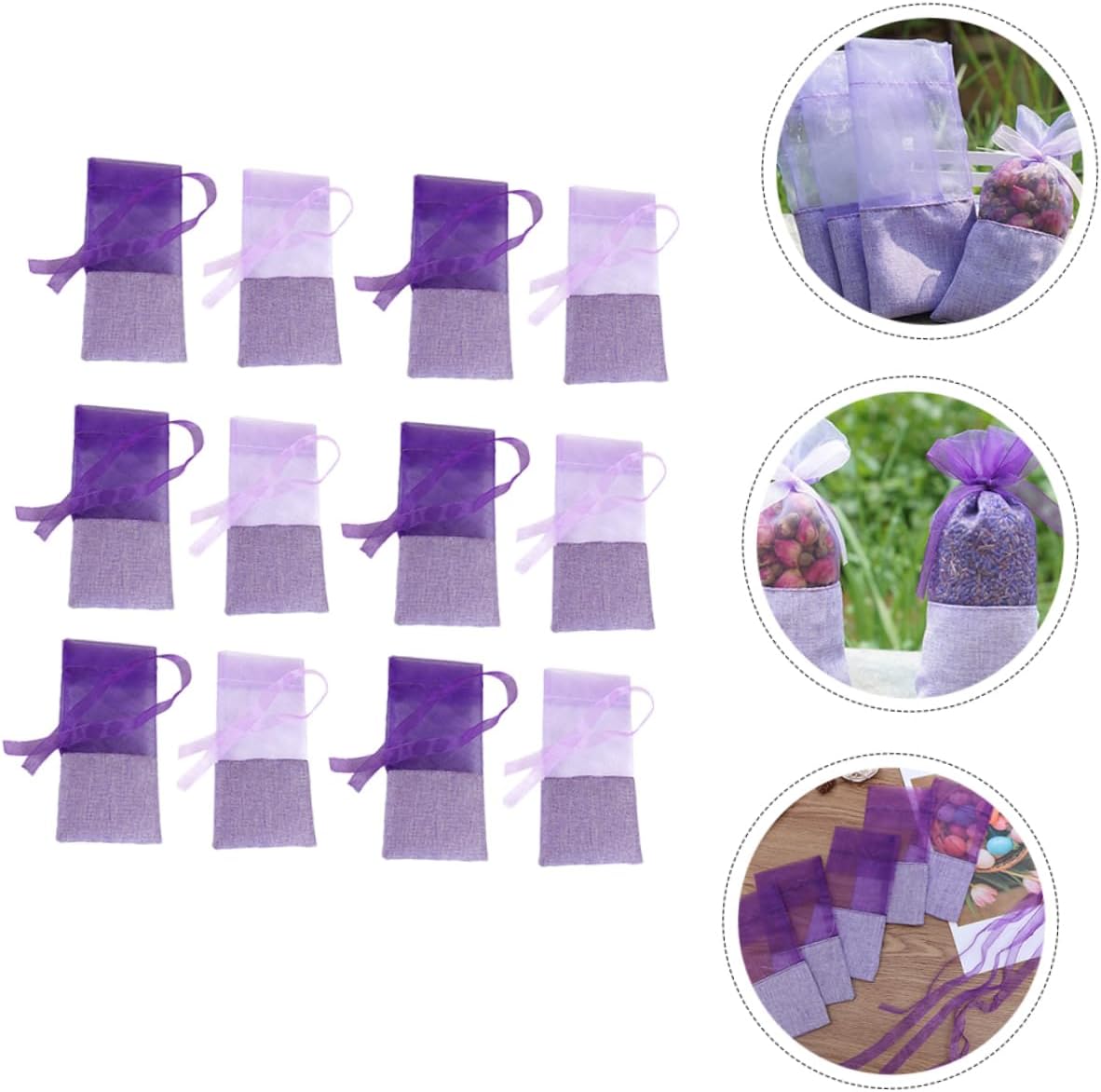 24Pcs Lavender Sachet Bags Premium Gauze Drawstring Pouches for Closets Drawers