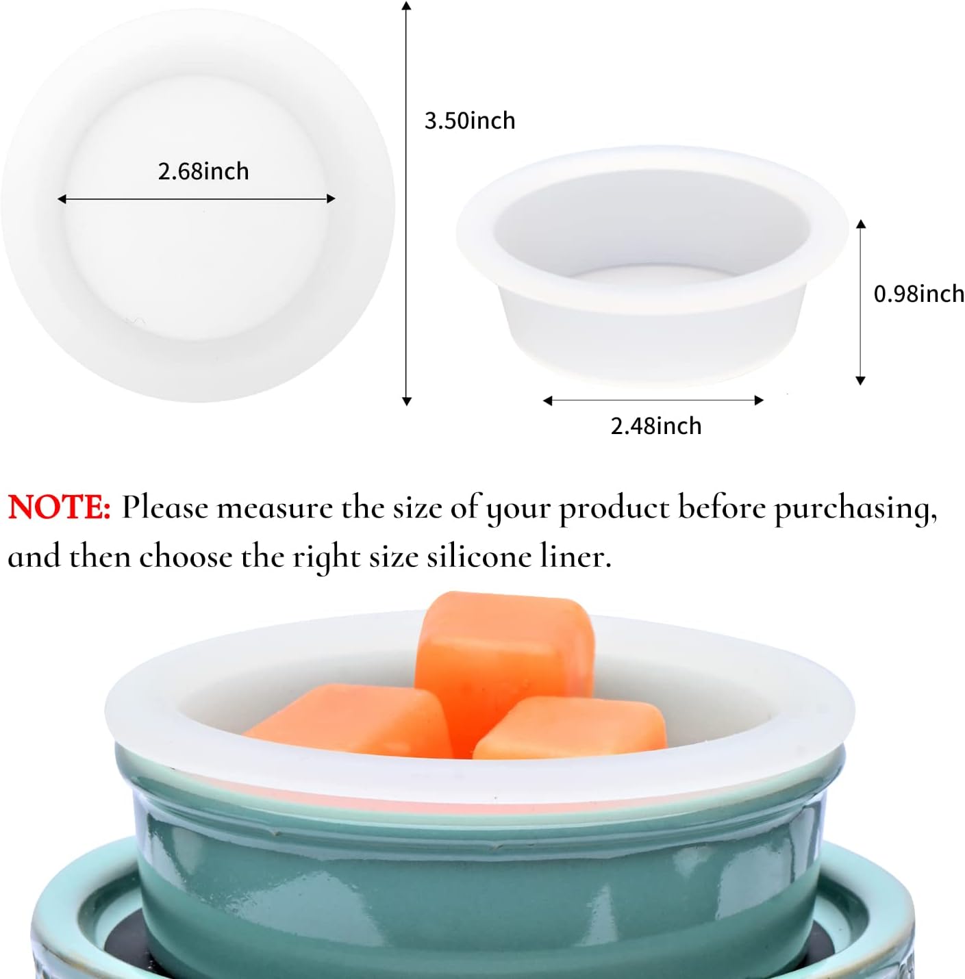 ASAWASA 6 Pcs Reusable Silicone Wax Melt Liners